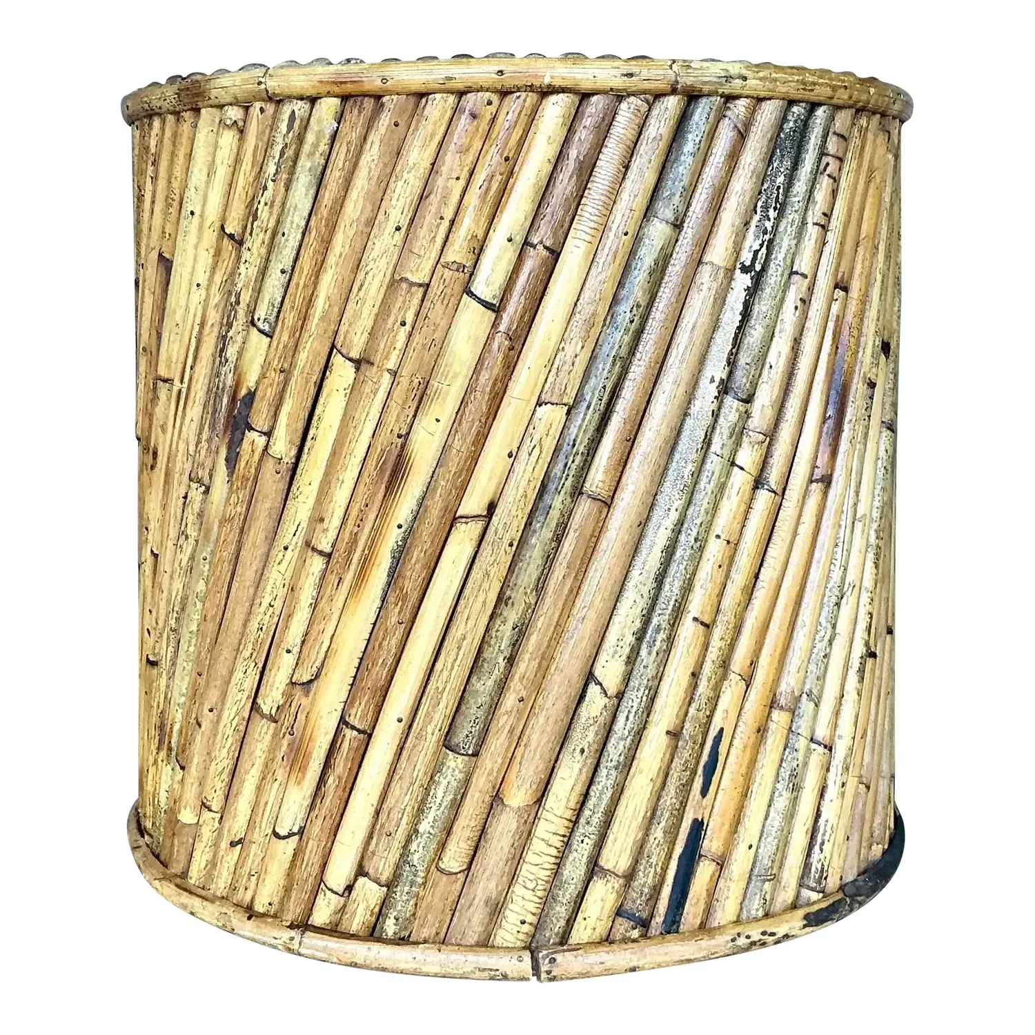 Vintage Coastal Split Reed Side Table