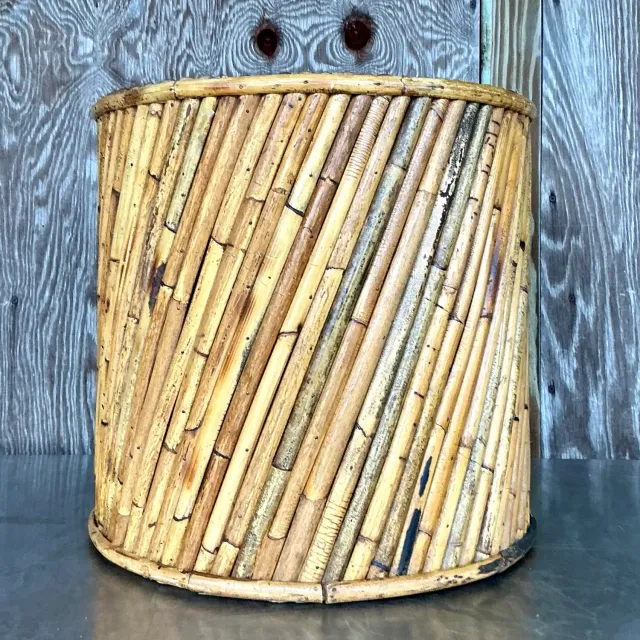 Vintage Coastal Split Reed Side Table — additional photo 4