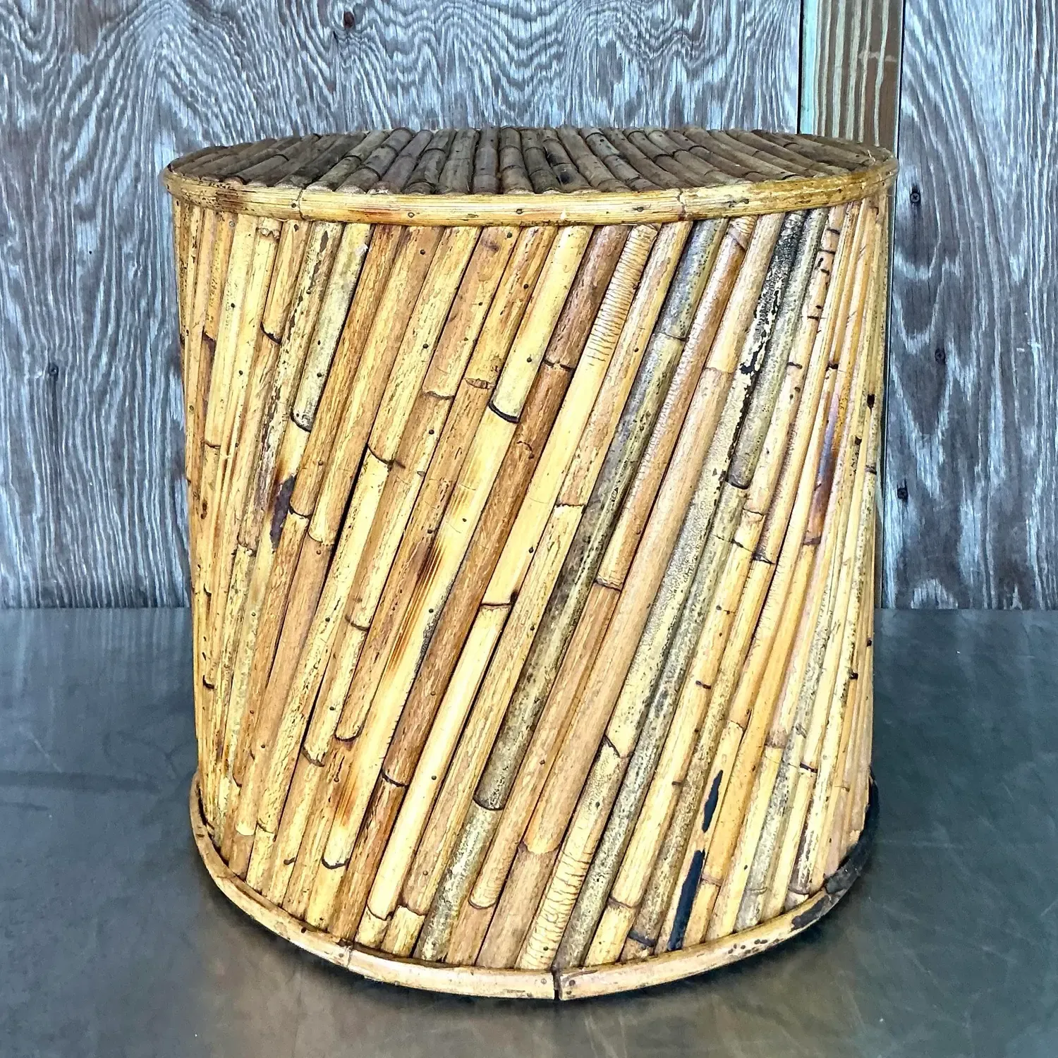 Vintage Coastal Split Reed Side Table — additional photo 6