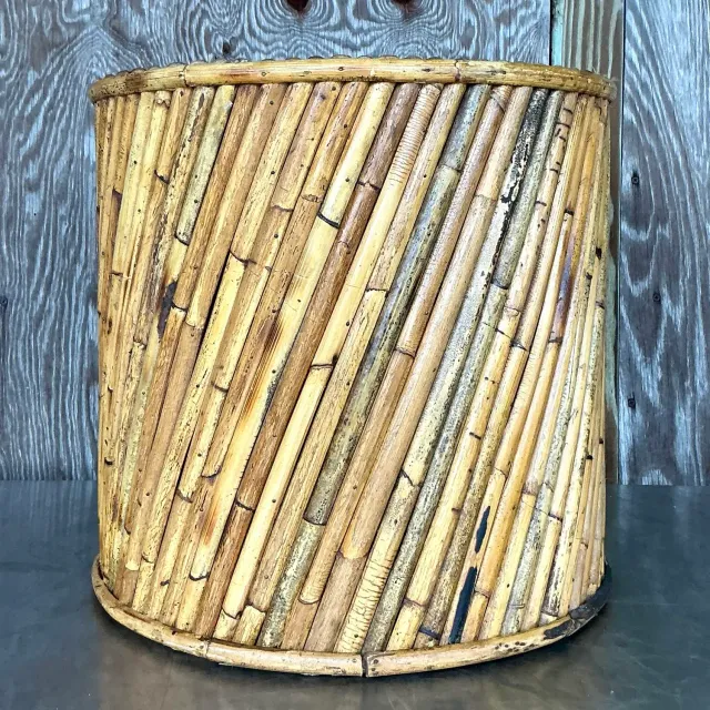 Vintage Coastal Split Reed Side Table — additional photo 7