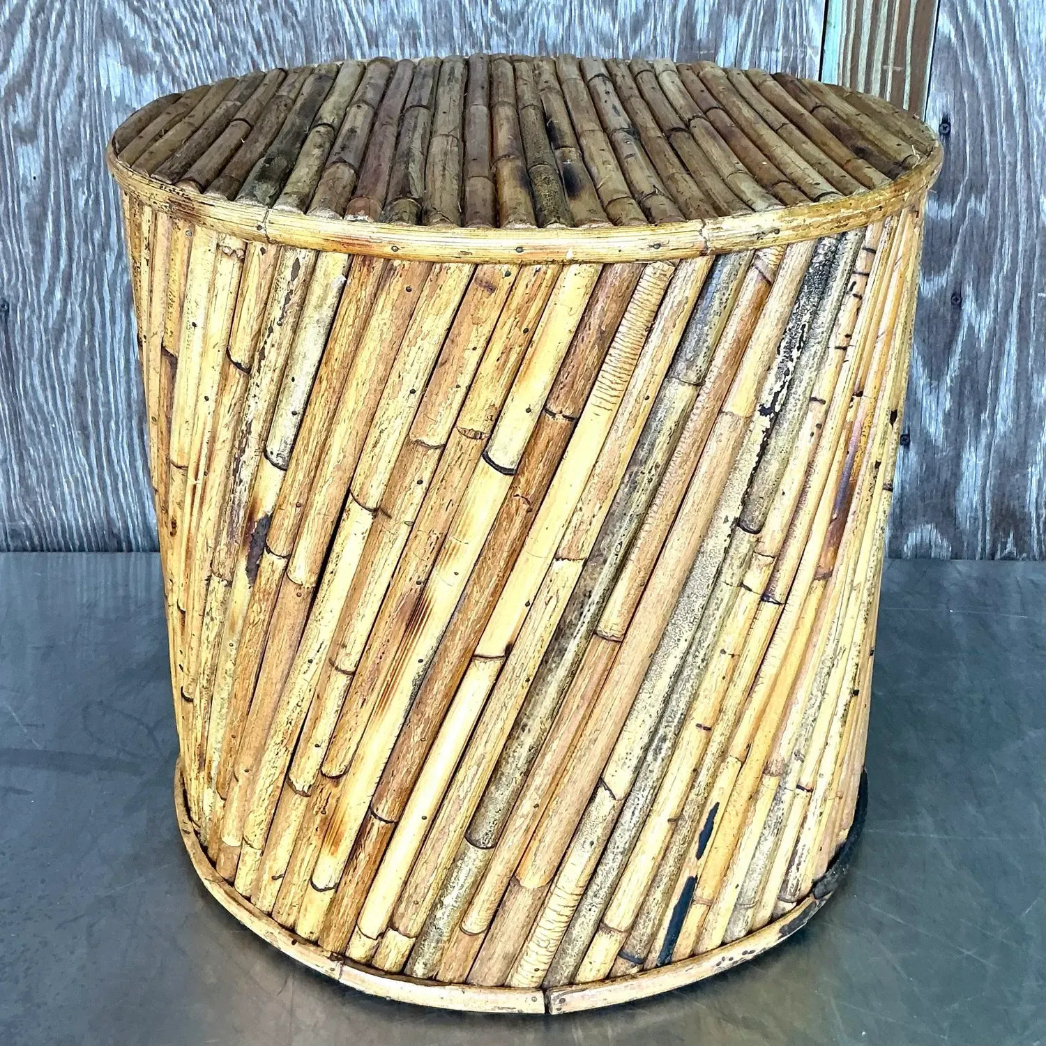 Vintage Coastal Split Reed Side Table — additional photo 8