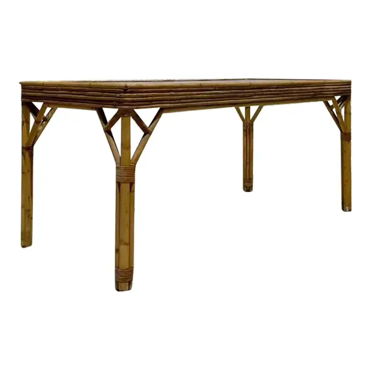 Vintage Coastal Stacked Rattan Dining Table