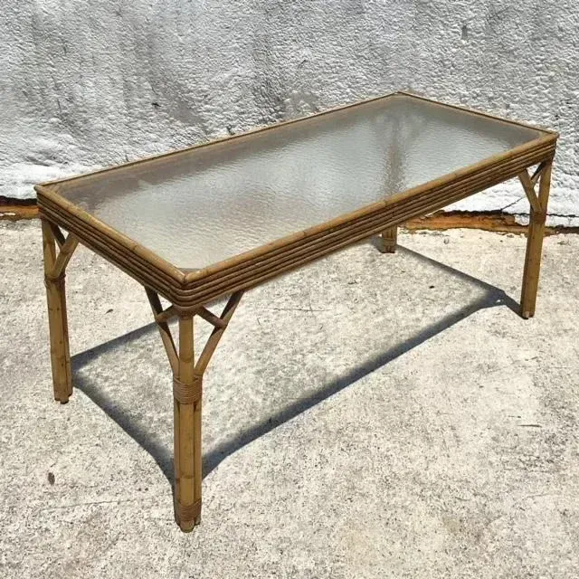 Vintage Coastal Stacked Rattan Dining Table — additional photo 2