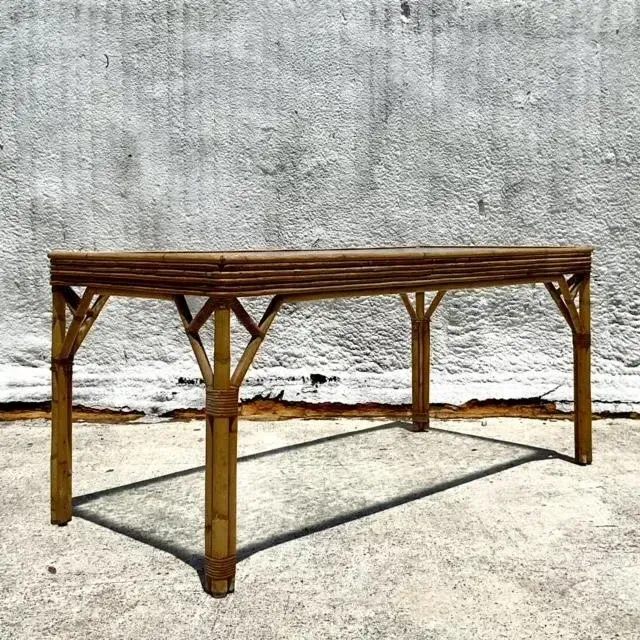 Vintage Coastal Stacked Rattan Dining Table — additional photo 4