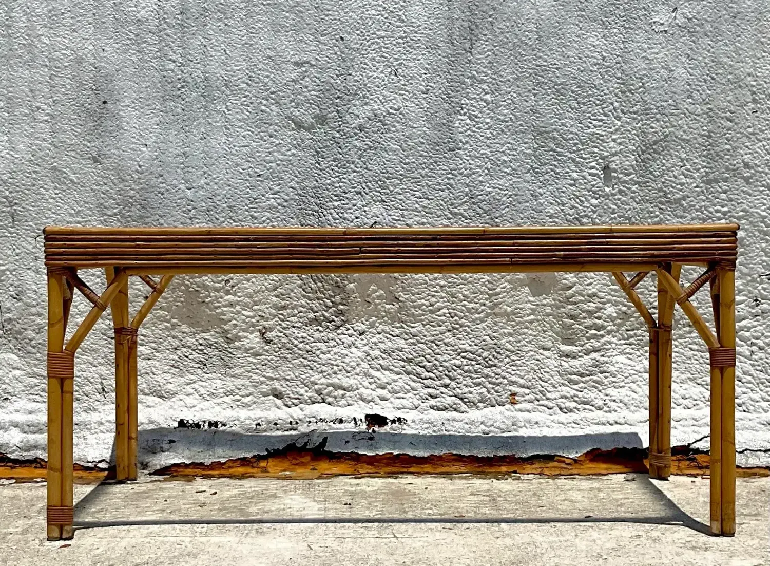 Vintage Coastal Stacked Rattan Dining Table — additional photo 5