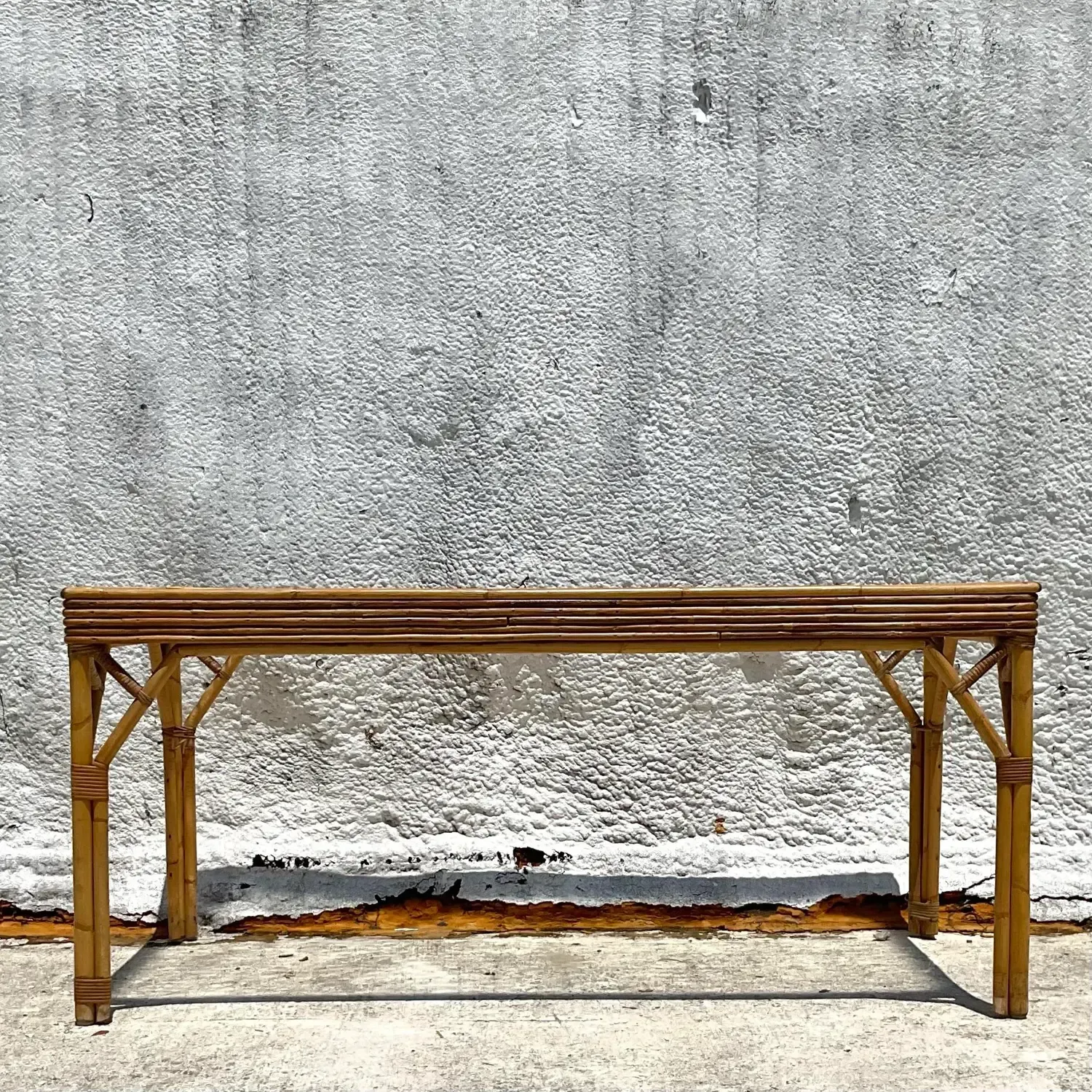 Vintage Coastal Stacked Rattan Dining Table — additional photo 6