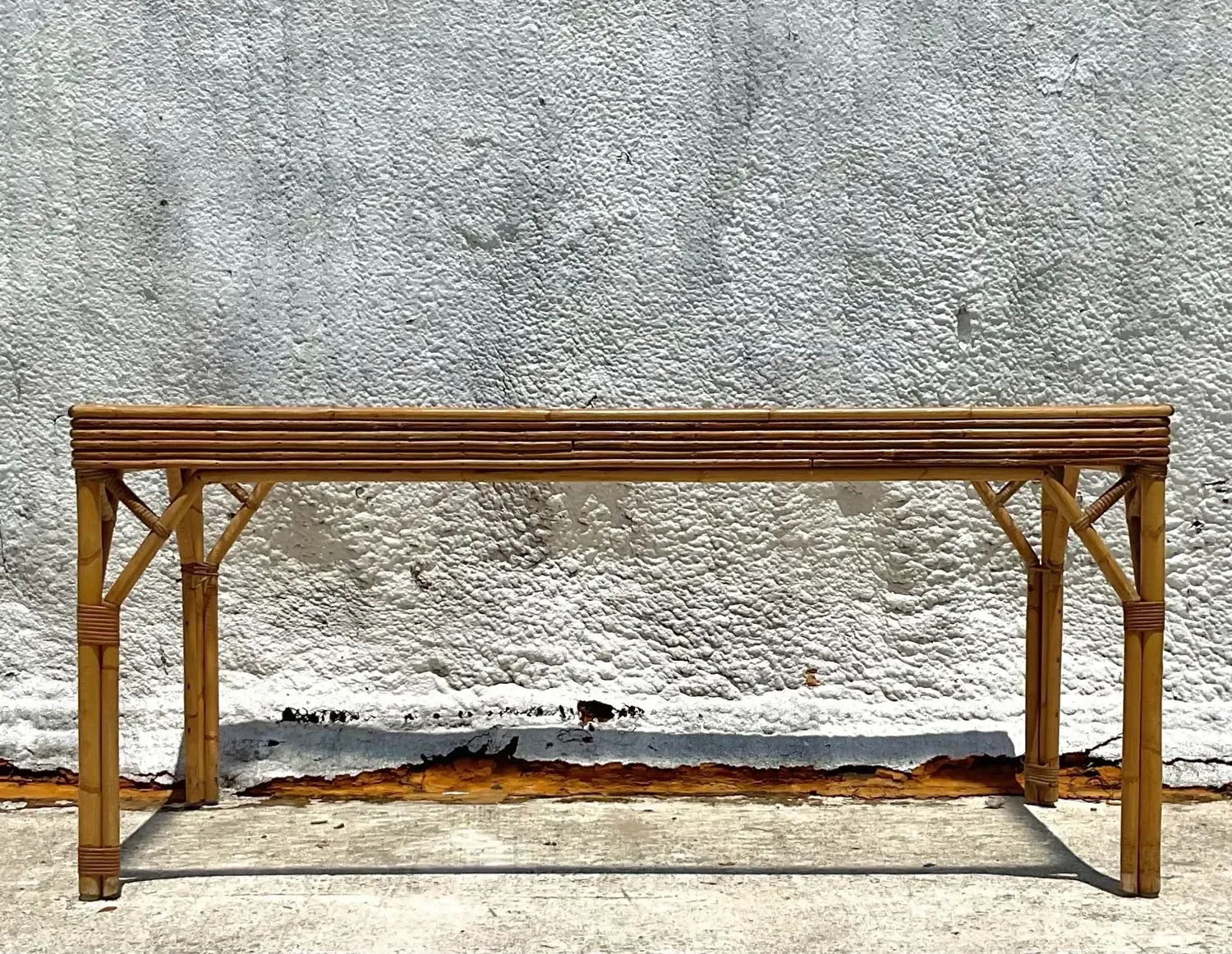 Vintage Coastal Stacked Rattan Dining Table — additional photo 7