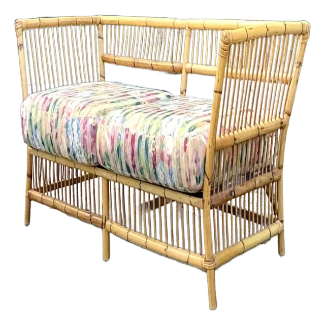 Vintage Coastal Stick Bamboo Loveseat — additional photo 2