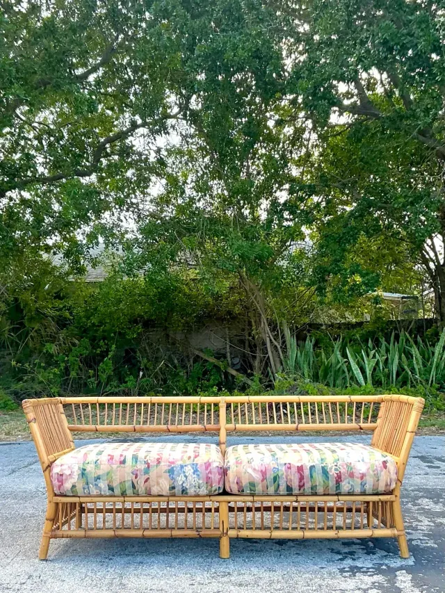 Vintage Coastal Stick Bamboo Loveseat — additional photo 4