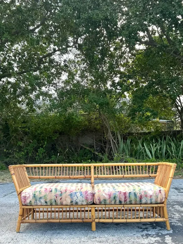 Vintage Coastal Stick Bamboo Loveseat — additional photo 5