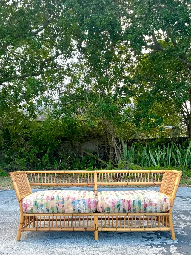 Vintage Coastal Stick Bamboo Loveseat — additional photo 6