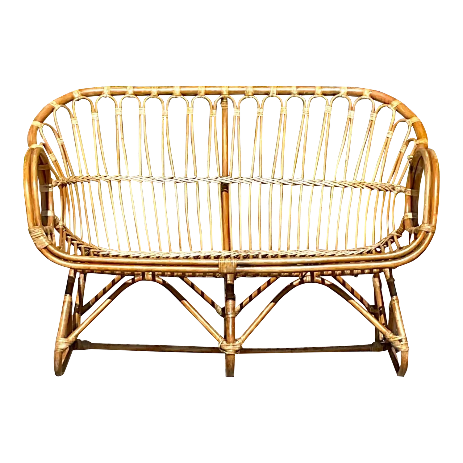 Vintage Coastal Stick Rattan Loop Loveseat — additional photo 2