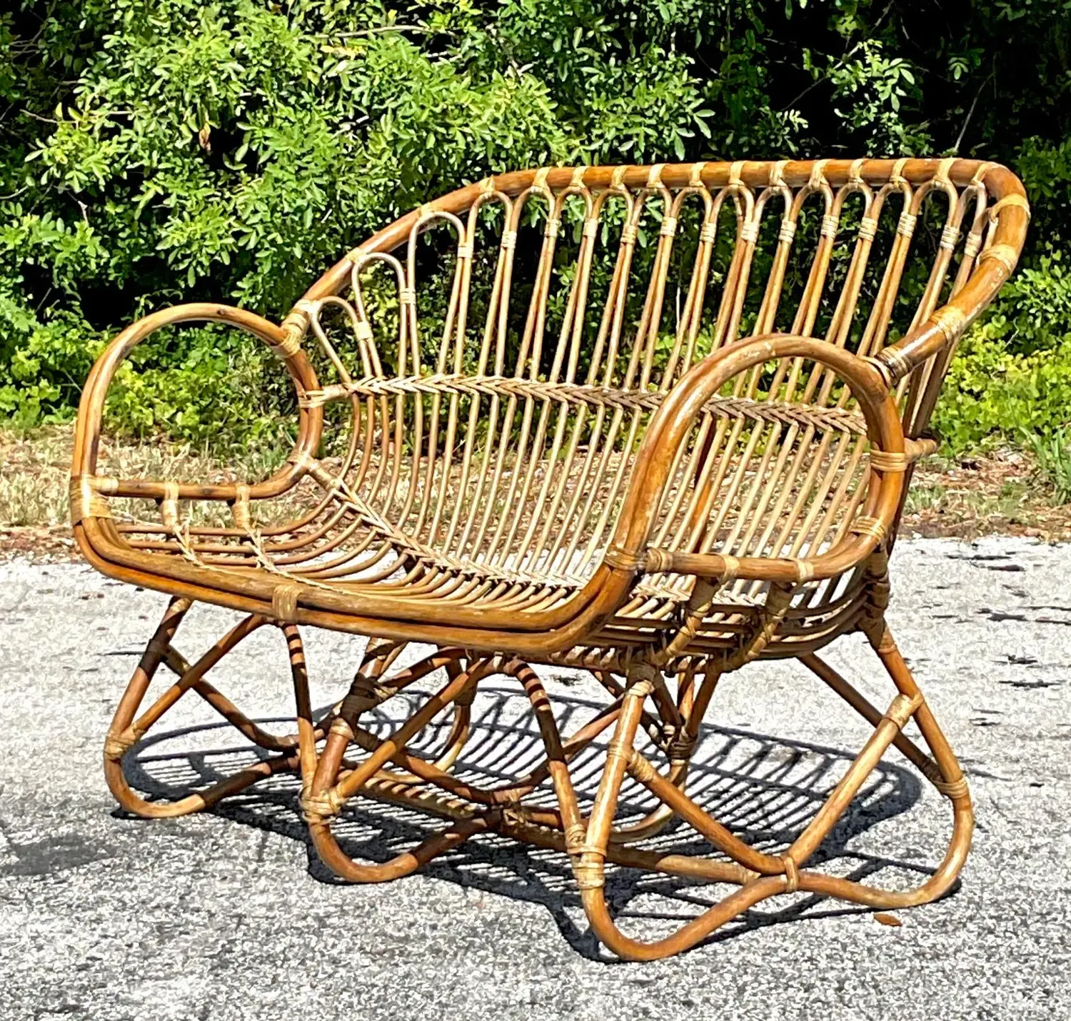 Vintage Coastal Stick Rattan Loop Loveseat — additional photo 3