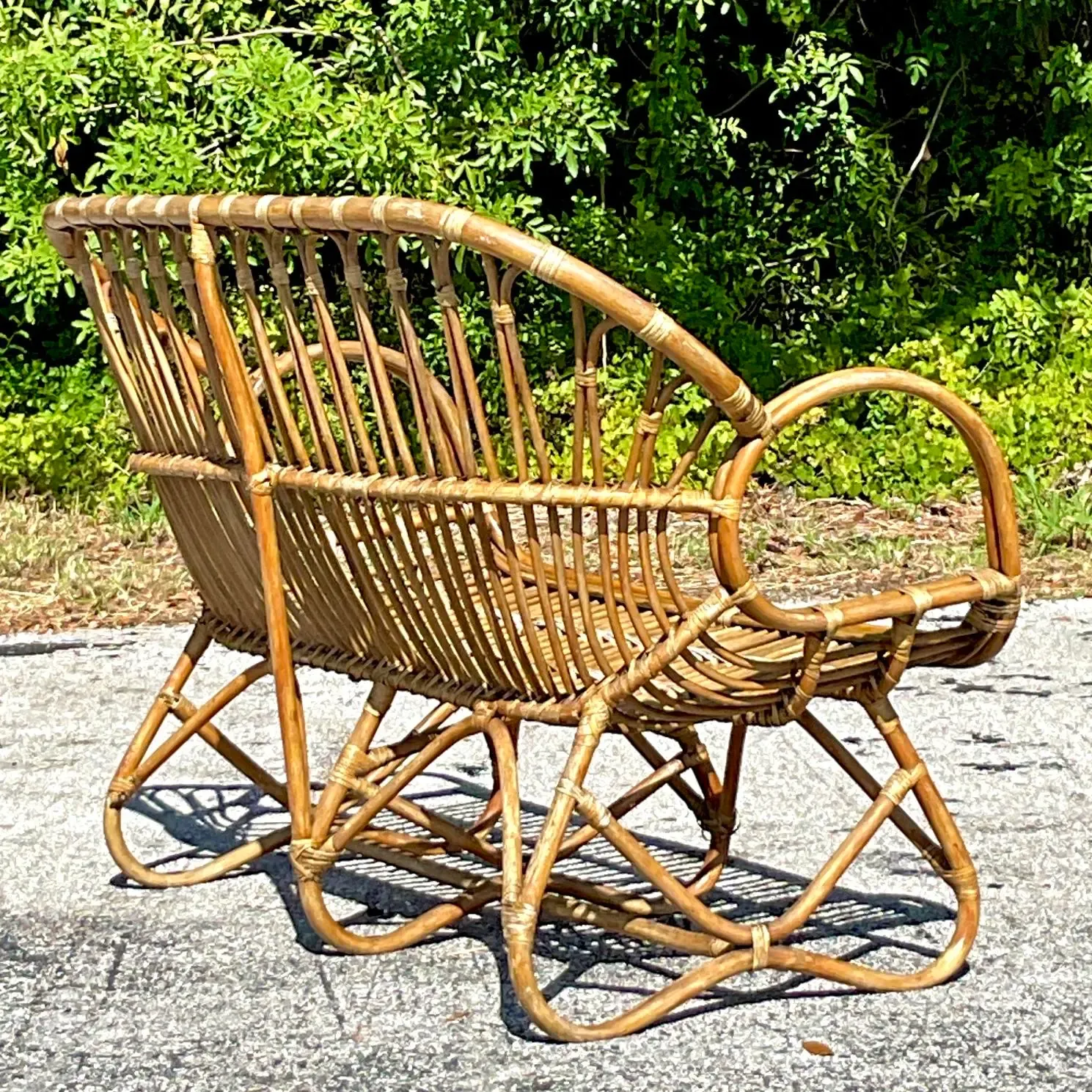 Vintage Coastal Stick Rattan Loop Loveseat — additional photo 4