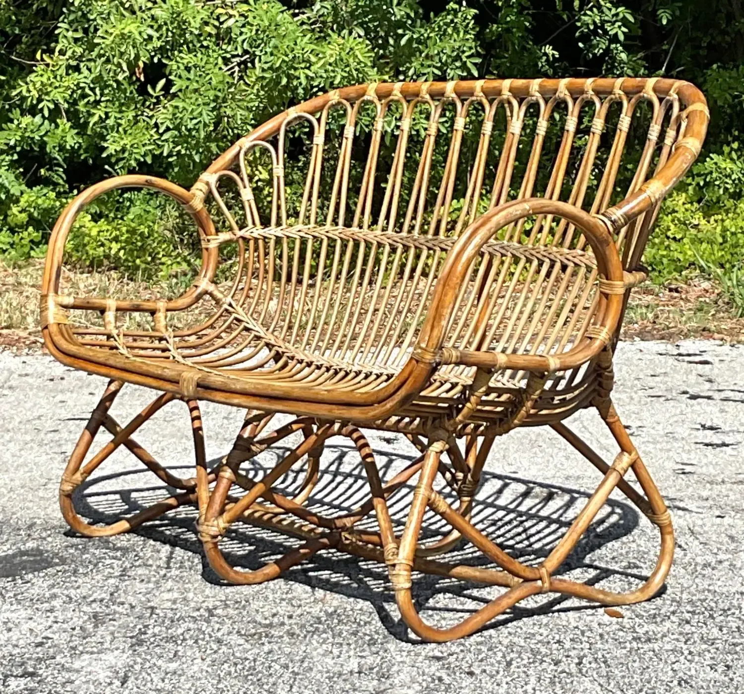 Vintage Coastal Stick Rattan Loop Loveseat — additional photo 5