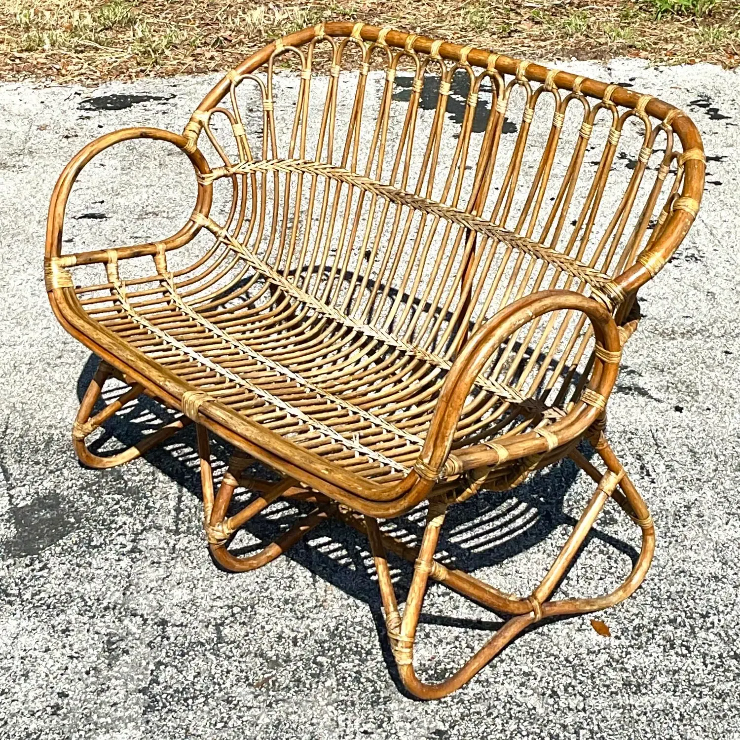 Vintage Coastal Stick Rattan Loop Loveseat — additional photo 6