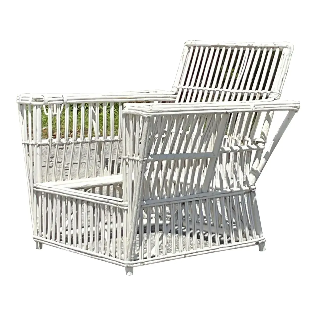 Vintage Coastal Stick Rattan Lounge Chair After Bielecky Brothers — additional photo 1