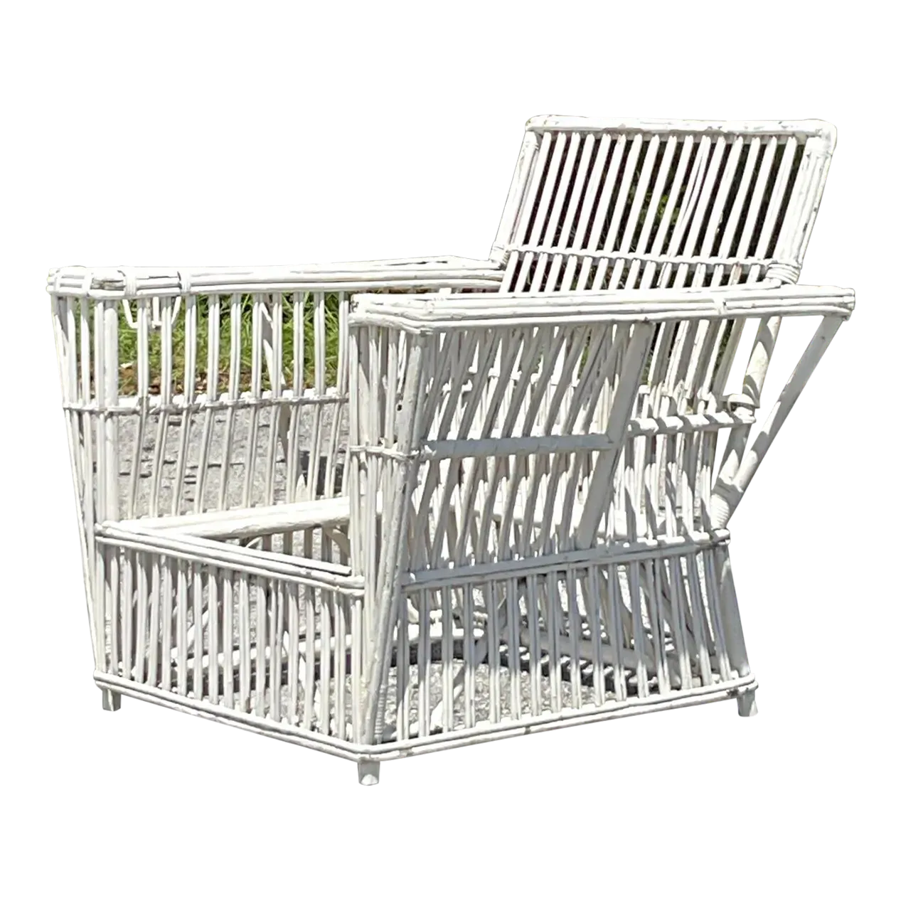 Vintage Coastal Stick Rattan Lounge Chair After Bielecky Brothers — additional photo 2