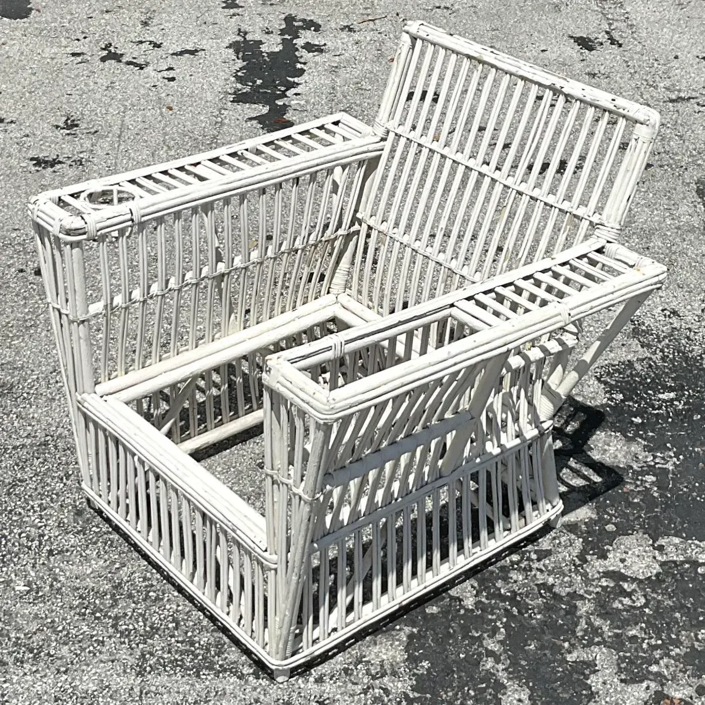 Vintage Coastal Stick Rattan Lounge Chair After Bielecky Brothers — additional photo 3