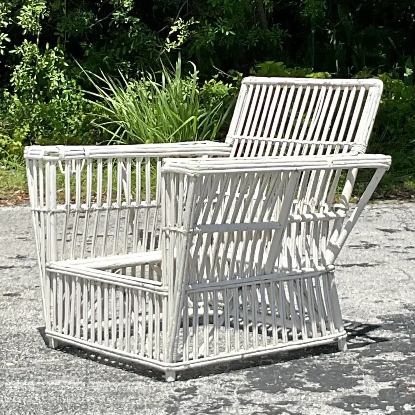 Vintage Coastal Stick Rattan Lounge Chair After Bielecky Brothers — additional photo 5