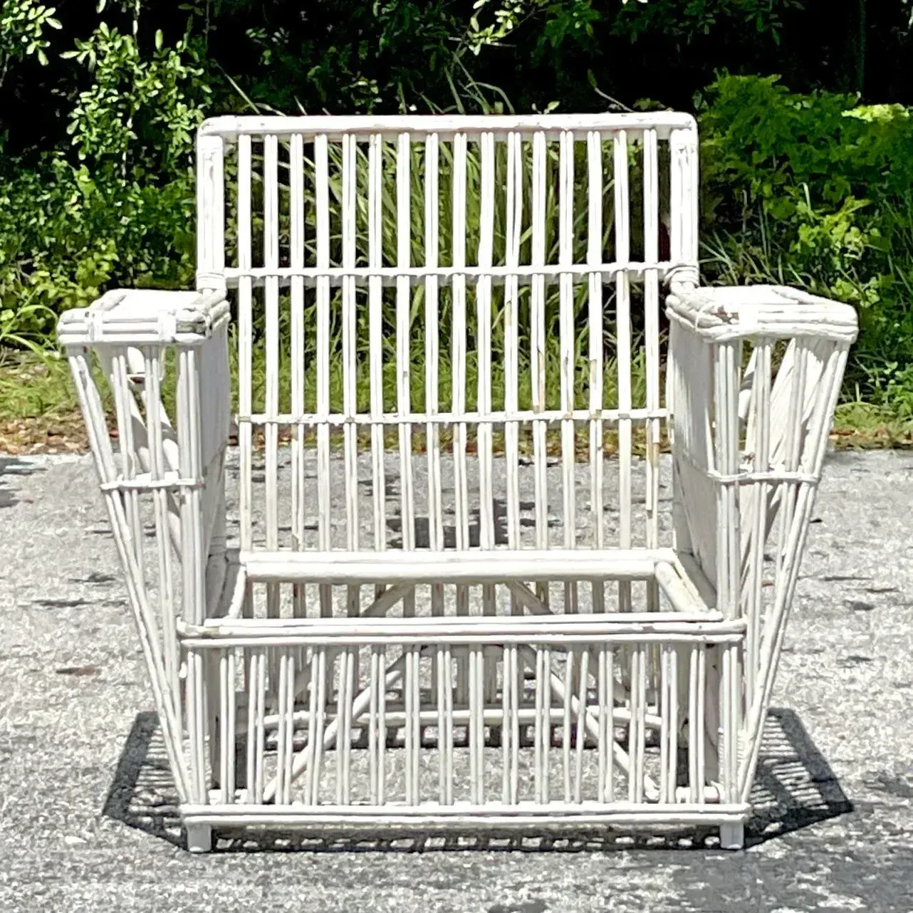 Vintage Coastal Stick Rattan Lounge Chair After Bielecky Brothers — additional photo 8