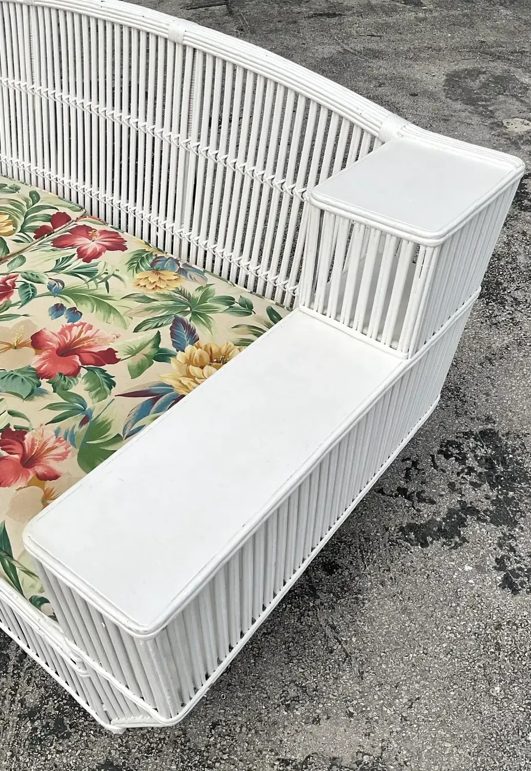 Vintage Coastal Stick Rattan Sofa After Bielecky Brothers — additional photo 6