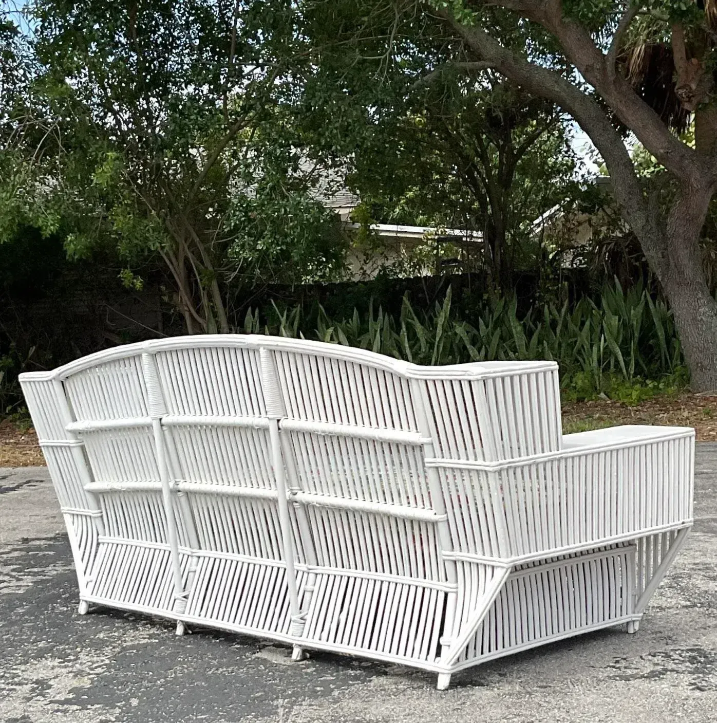 Vintage Coastal Stick Rattan Sofa After Bielecky Brothers — additional photo 5