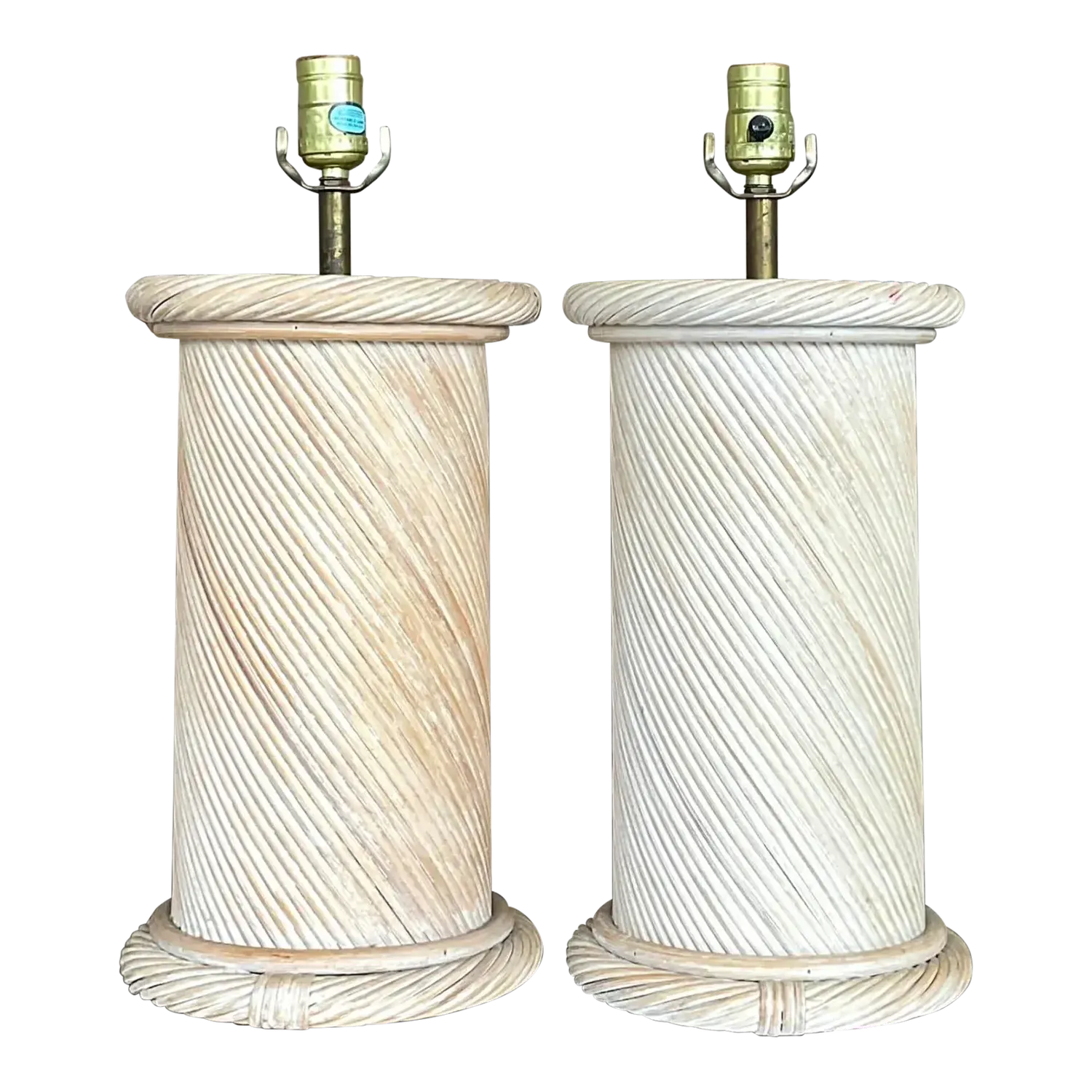 Vintage Coastal Swirl Pencil Reed Lamps - a Pair — additional photo 2