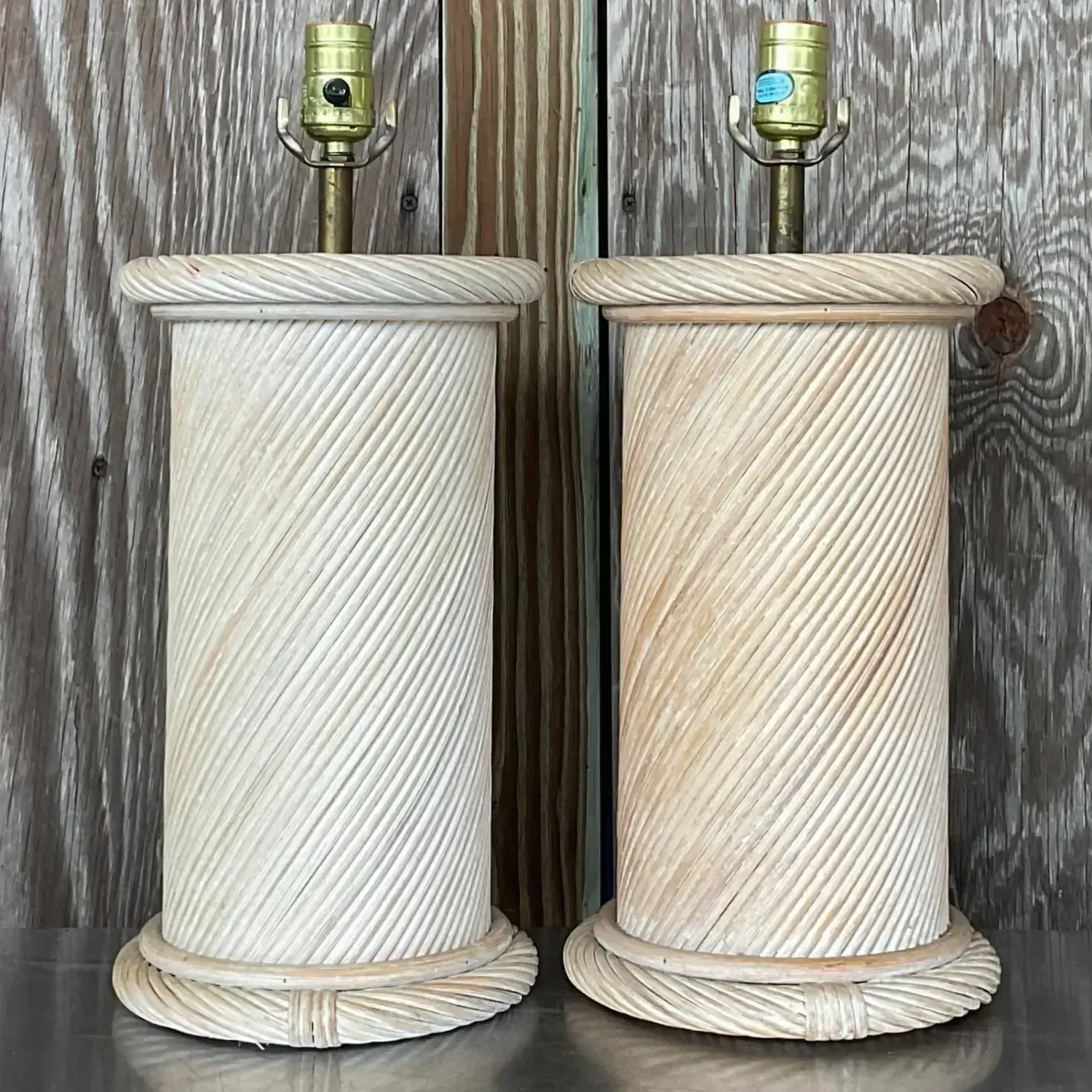Vintage Coastal Swirl Pencil Reed Lamps - a Pair — additional photo 5