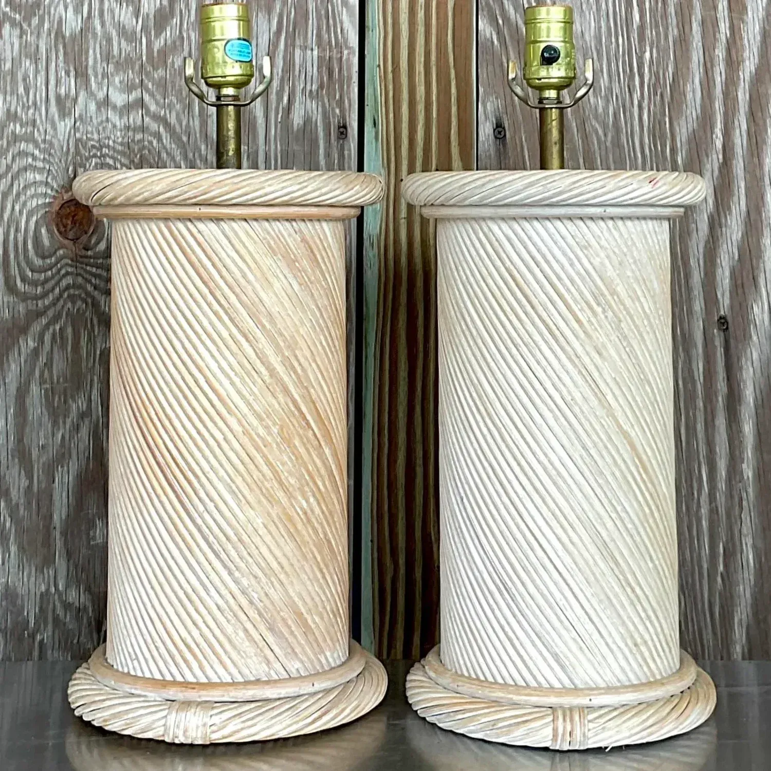 Vintage Coastal Swirl Pencil Reed Lamps - a Pair — additional photo 8