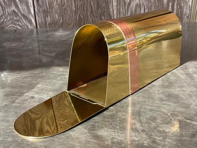 Vintage Coastal Tagged Spanish Sarreid Brass and Copper Mailbox — additional photo 1