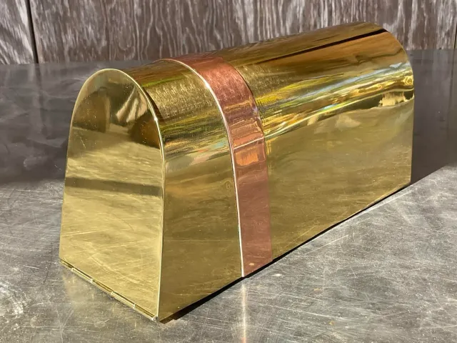 Vintage Coastal Tagged Spanish Sarreid Brass and Copper Mailbox — additional photo 3
