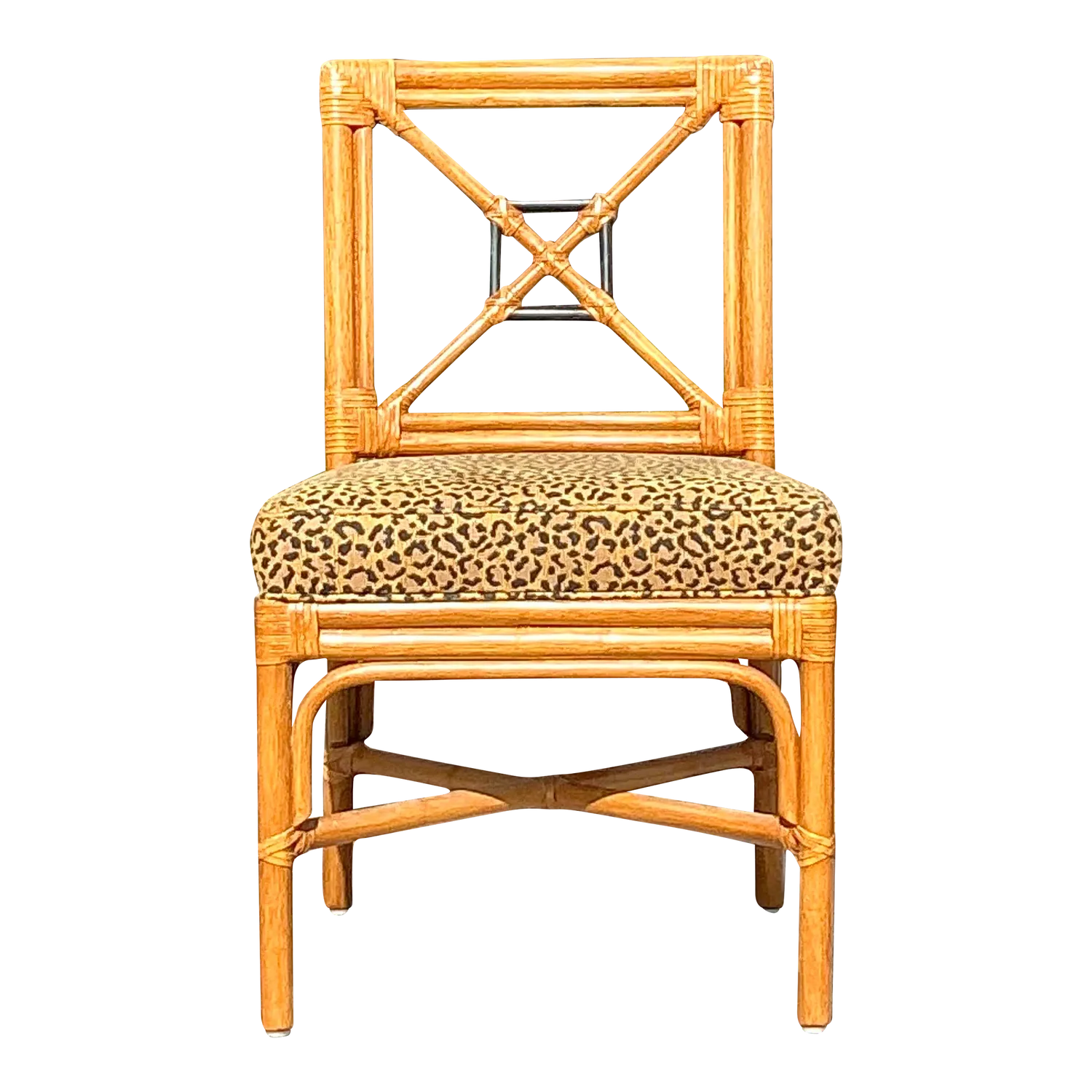 Vintage Coastal Target Back Rattan Chair
