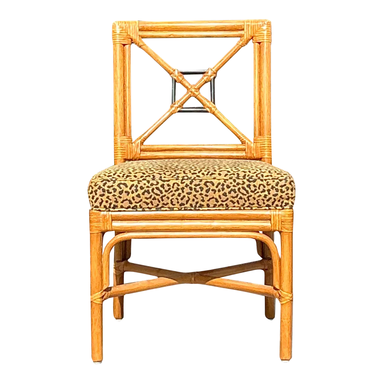 Vintage Coastal Target Back Rattan Chair