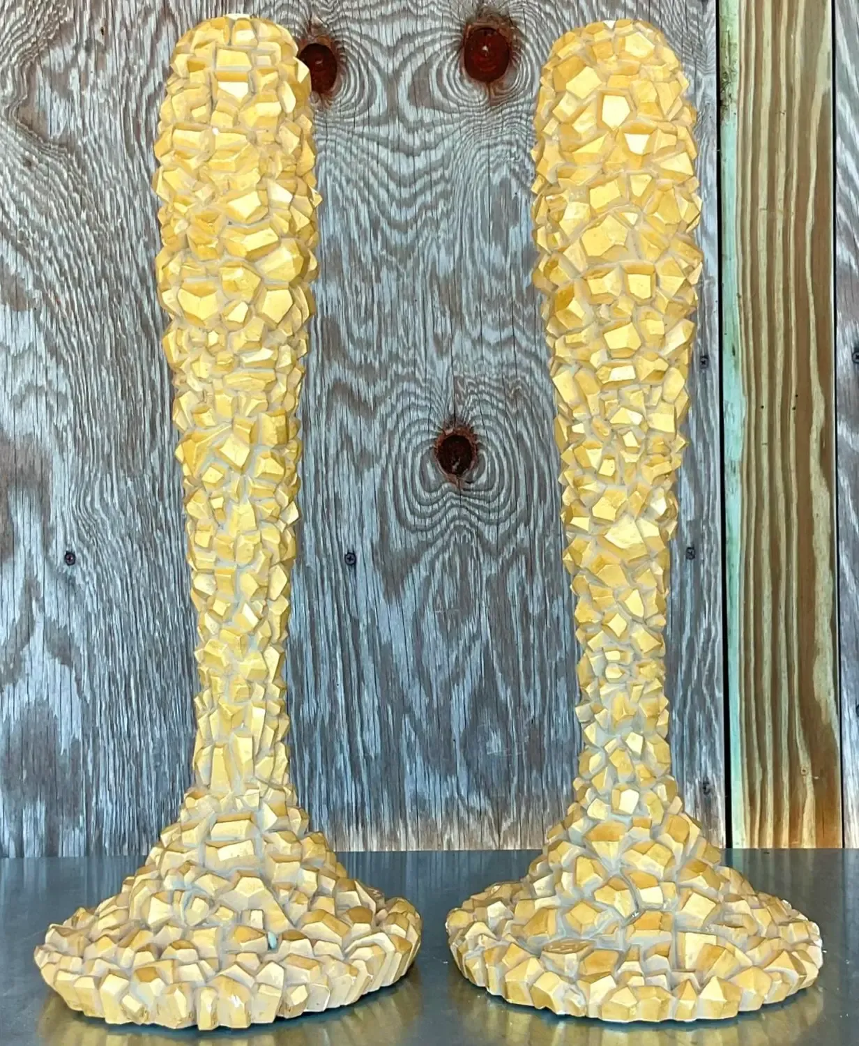 Vintage Coastal Textured Candlesticks After Nancy Corzine - a Pair — additional photo 4