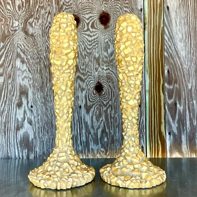 Vintage Coastal Textured Candlesticks After Nancy Corzine - a Pair — additional photo 5