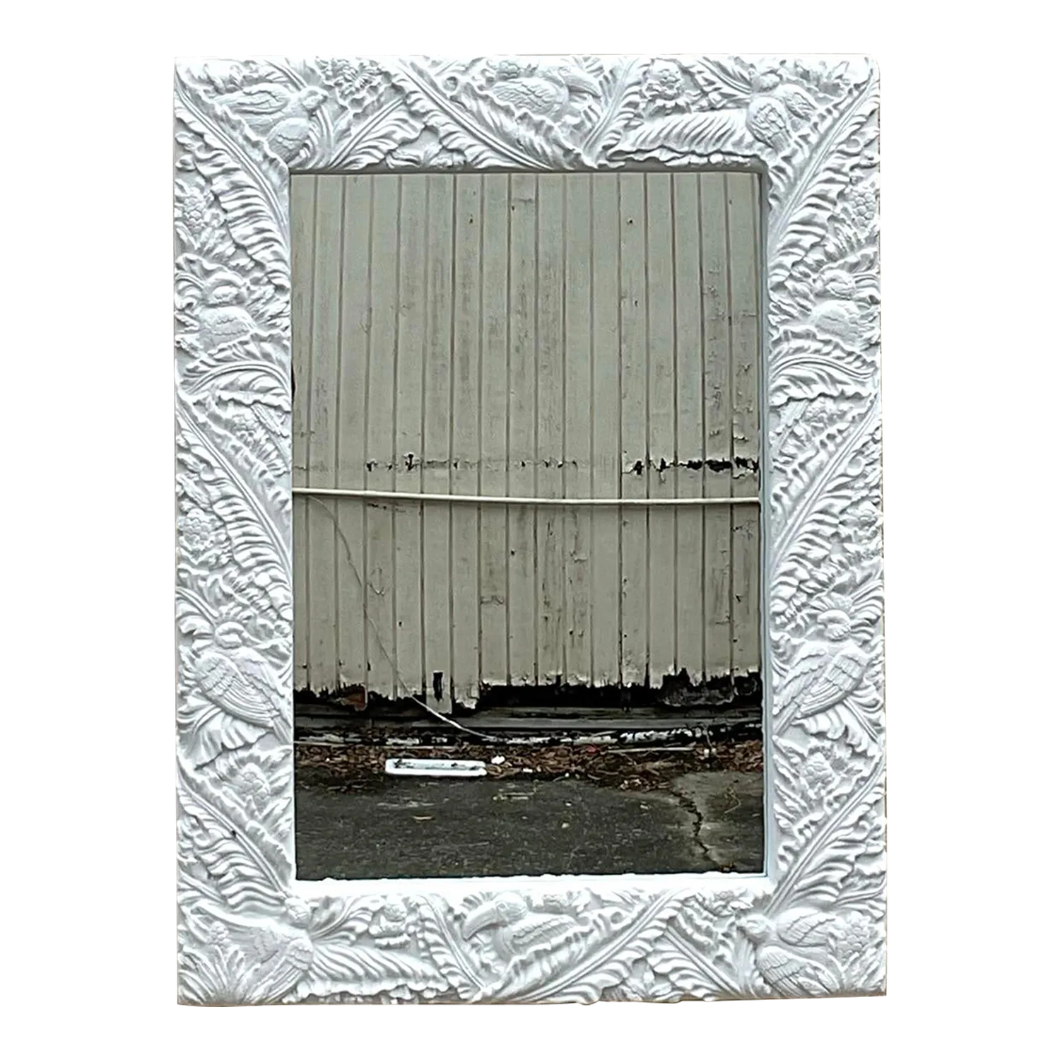 Vintage Coastal Tropical Plaster Frieze Mirror