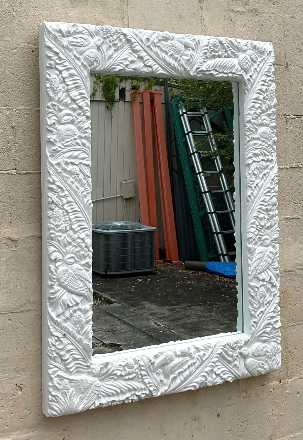 Vintage Coastal Tropical Plaster Frieze Mirror — additional photo 1