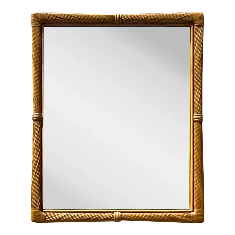 Vintage Coastal Twisted Pencil Reed Mirror — additional photo 1