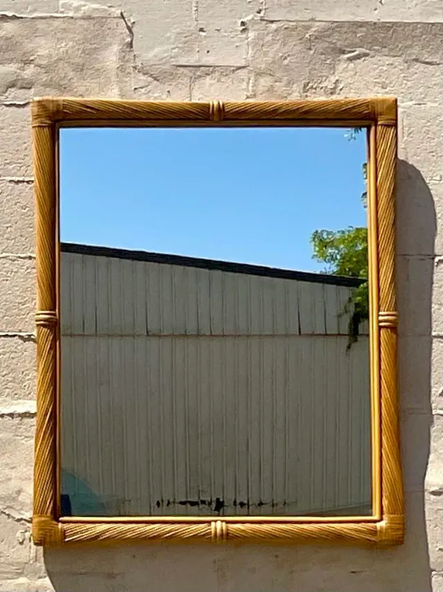 Vintage Coastal Twisted Pencil Reed Mirror — additional photo 2