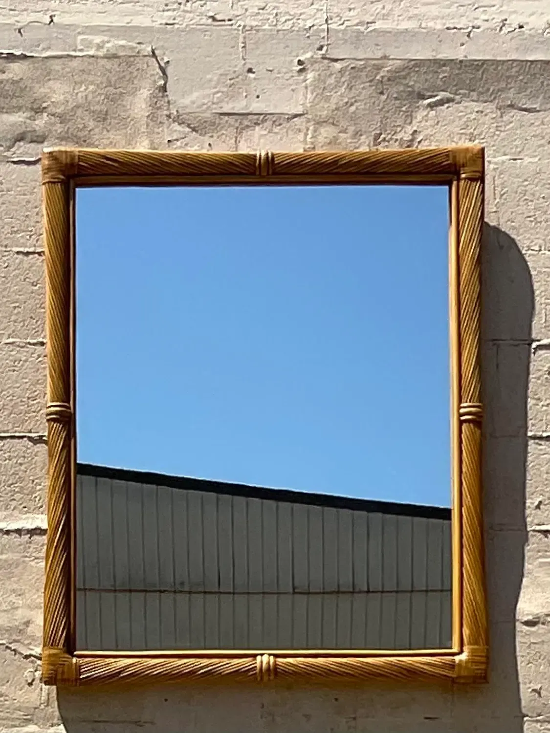 Vintage Coastal Twisted Pencil Reed Mirror — additional photo 3