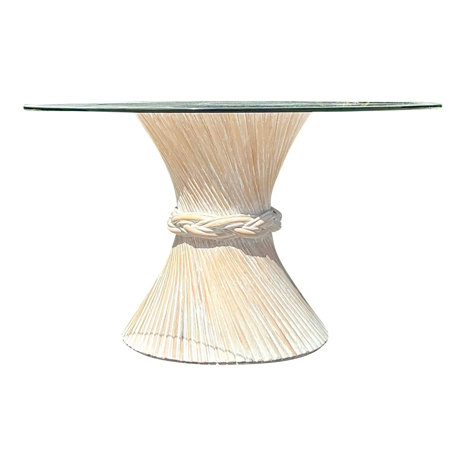 Vintage Coastal Twisted Rattan Dining Table After McGuire — additional photo 1