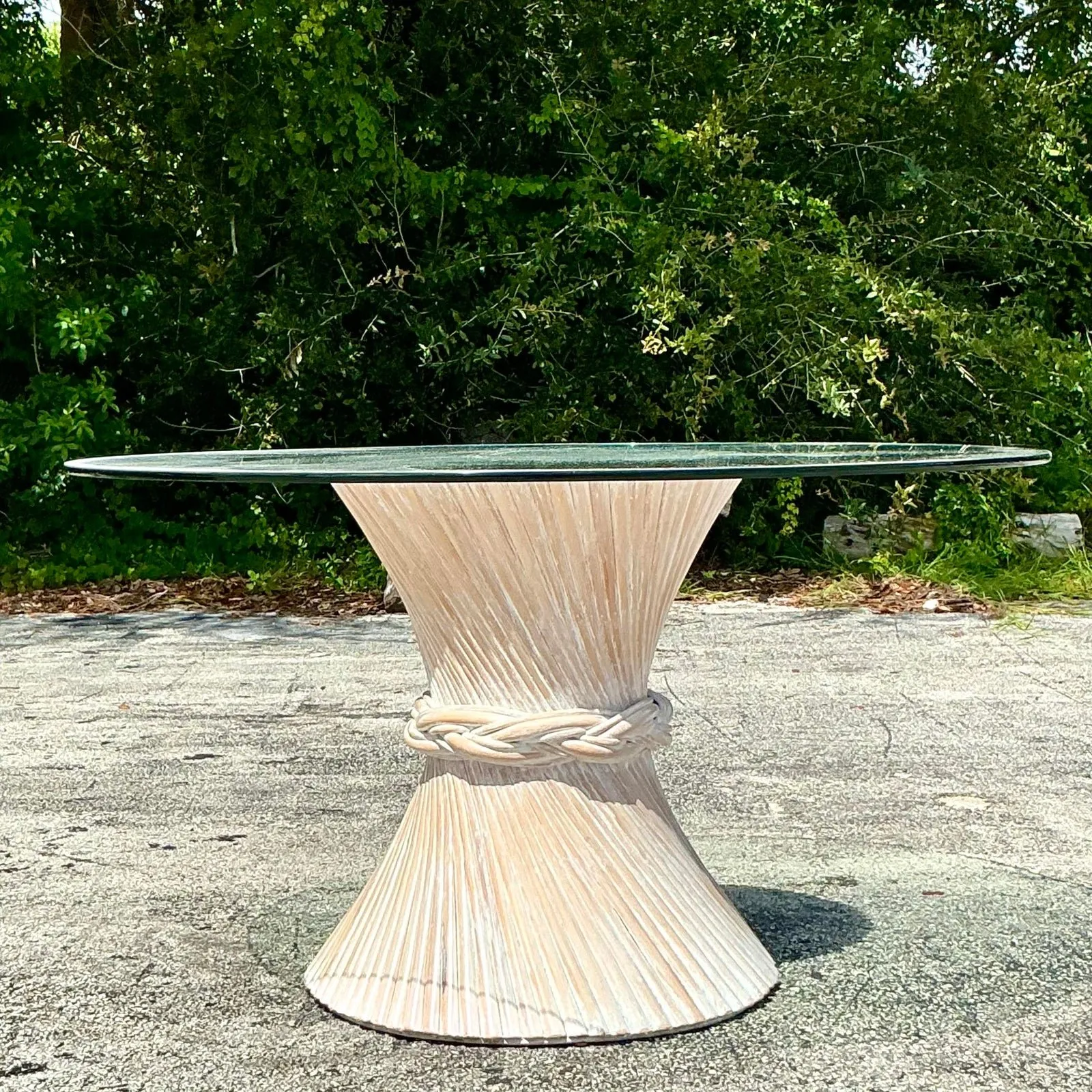 Vintage Coastal Twisted Rattan Dining Table After McGuire — additional photo 6
