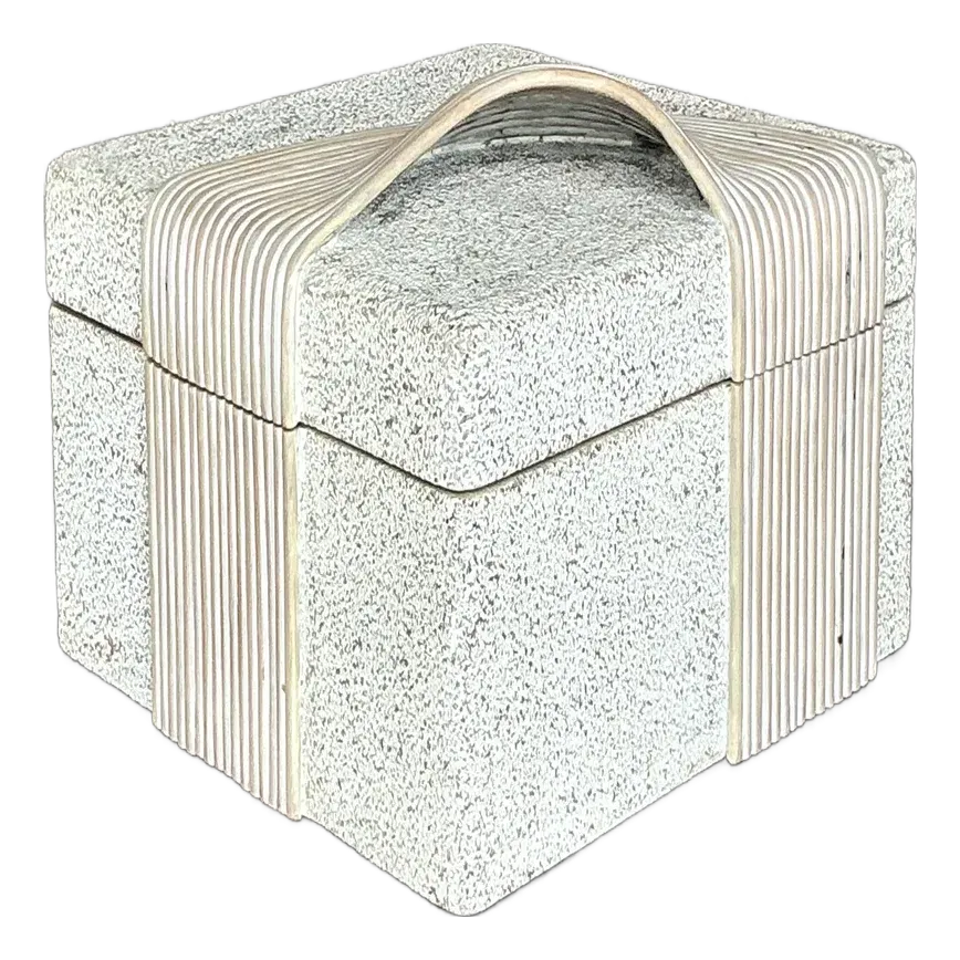 Vintage Coastal Washed Pencil Reed Band Box — additional photo 2