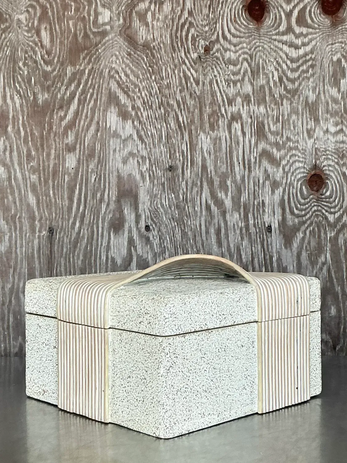 Vintage Coastal Washed Pencil Reed Band Box — additional photo 3