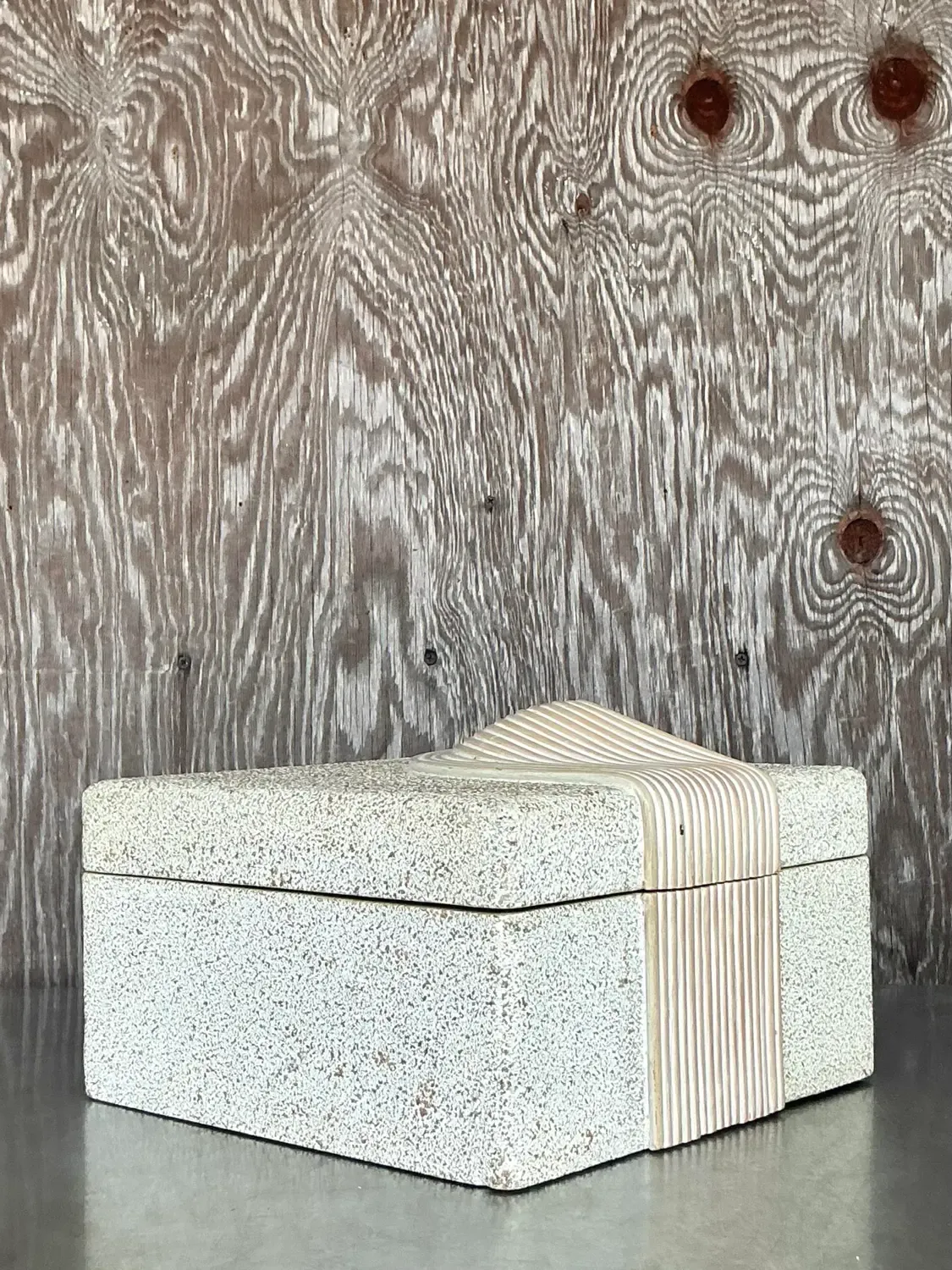Vintage Coastal Washed Pencil Reed Band Box — additional photo 4