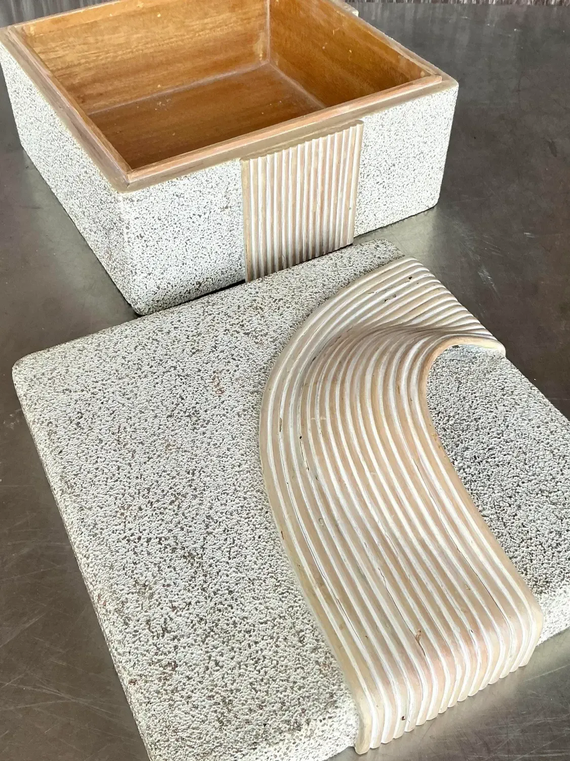 Vintage Coastal Washed Pencil Reed Band Box — additional photo 5