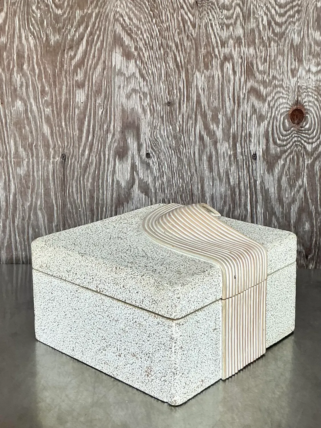Vintage Coastal Washed Pencil Reed Band Box — additional photo 6