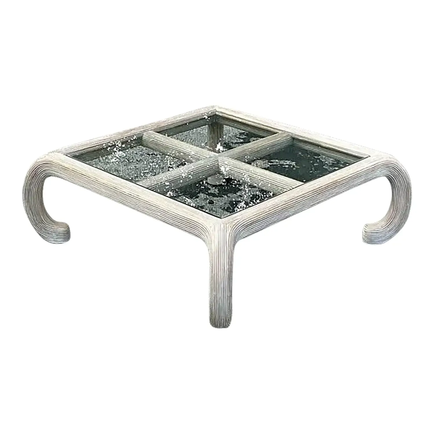 Vintage Coastal Washed Pencil Reed Coffee Table — additional photo 1