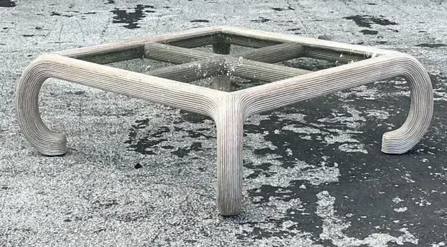 Vintage Coastal Washed Pencil Reed Coffee Table — additional photo 3
